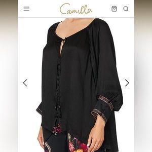 NWT $599 CAMILLA Mirror Mirror Silk Raglan Button Down Top OS !!!